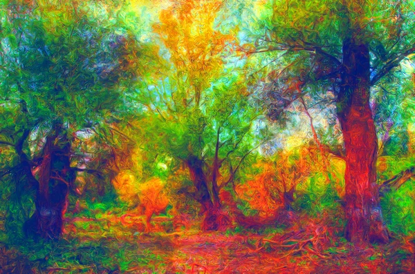 Landscape painting showing all the beauty of the autumn colors