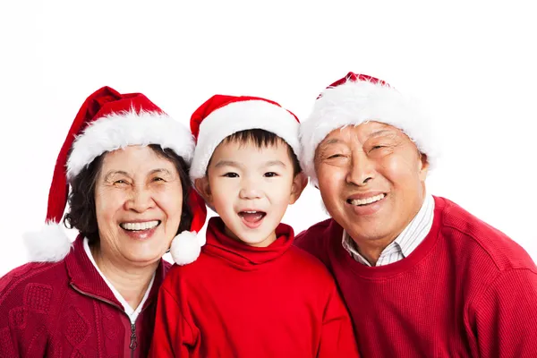 Asian grandparents celebrating Christmas