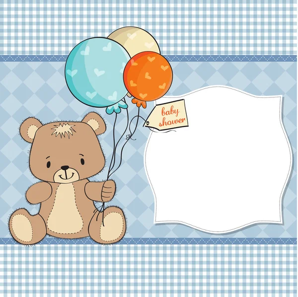 Baby shoher card with cute teddy bear