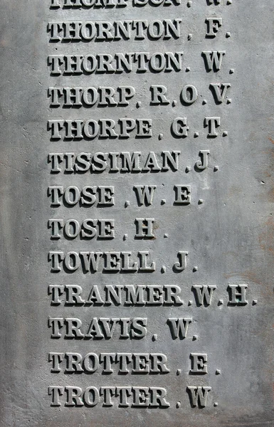 Names on old war memorial