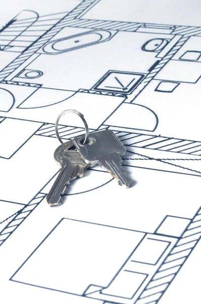 House key on a blueprint