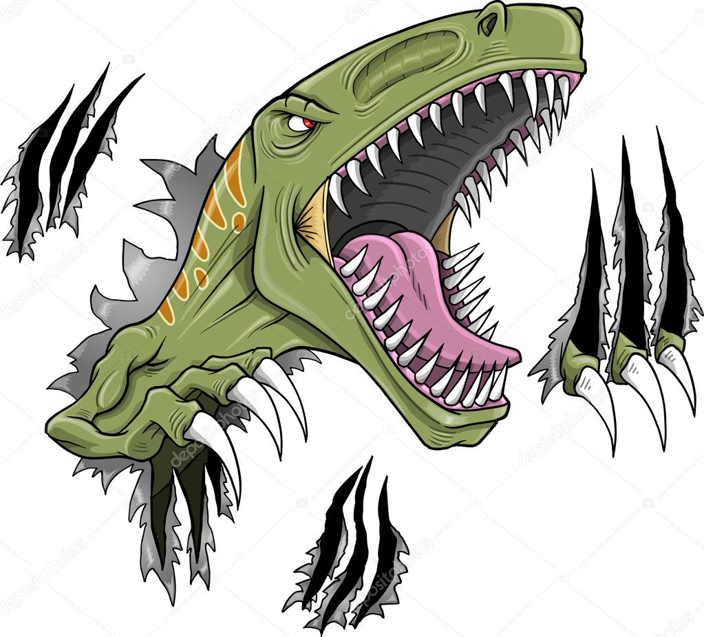 Fierce dinosaur face Vector illustration, Velociraptor