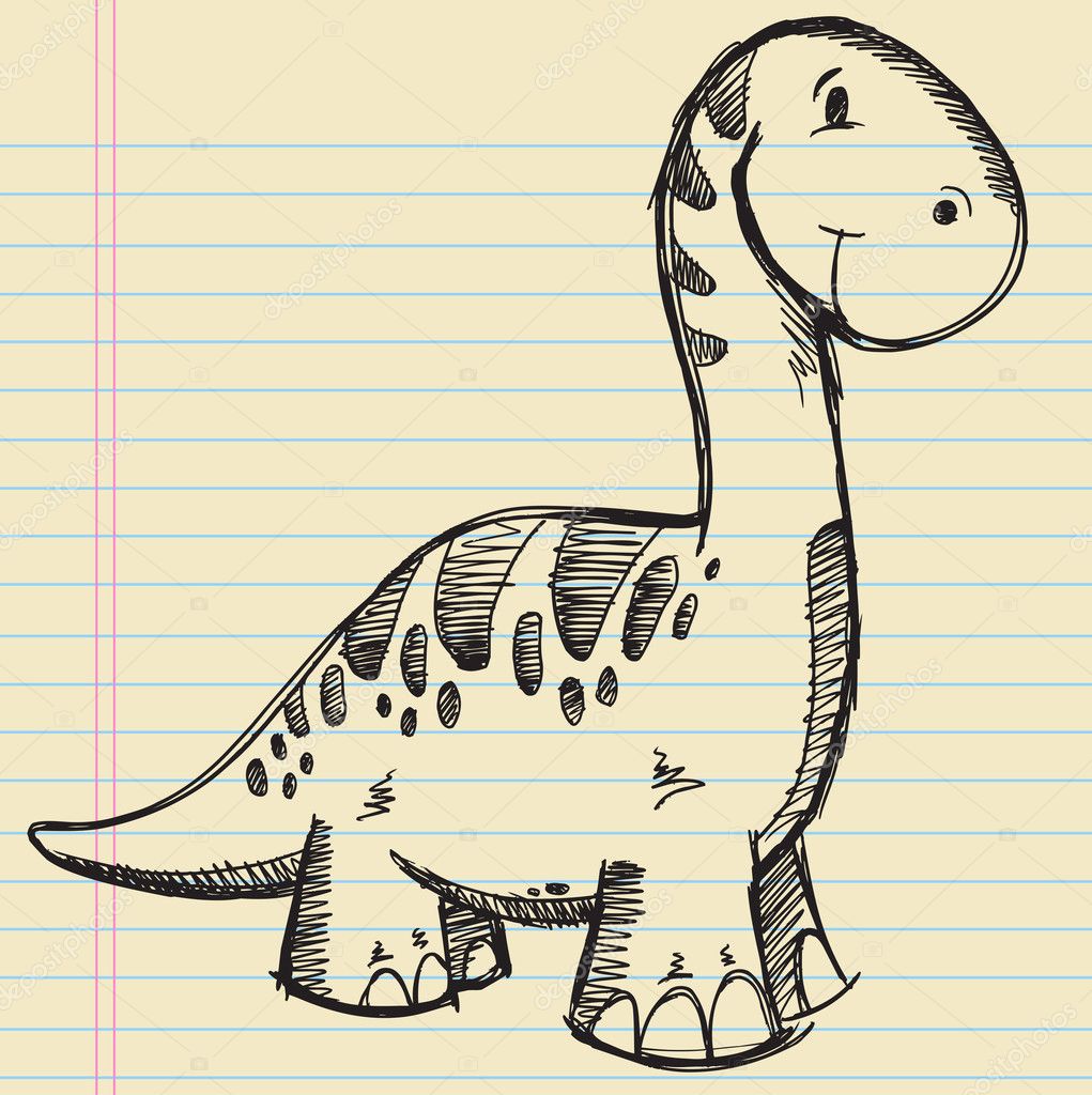 Dinosaur Doodle Sketch Vector Illustration — Stock Vector ...