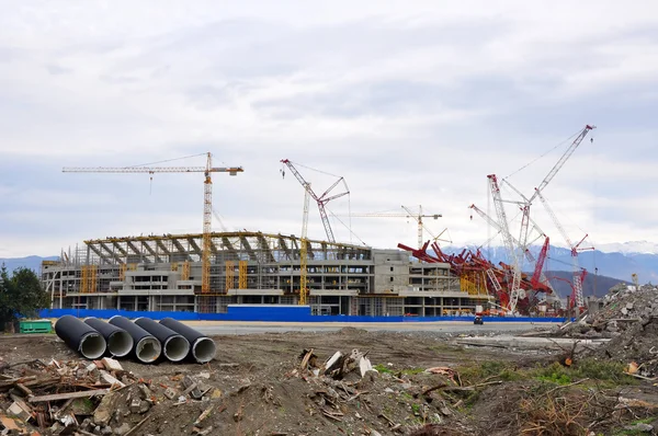 Construction of the main stadium in the Olympic Park
