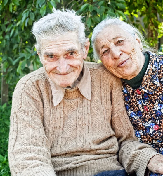 Happy and joyful old senior couple