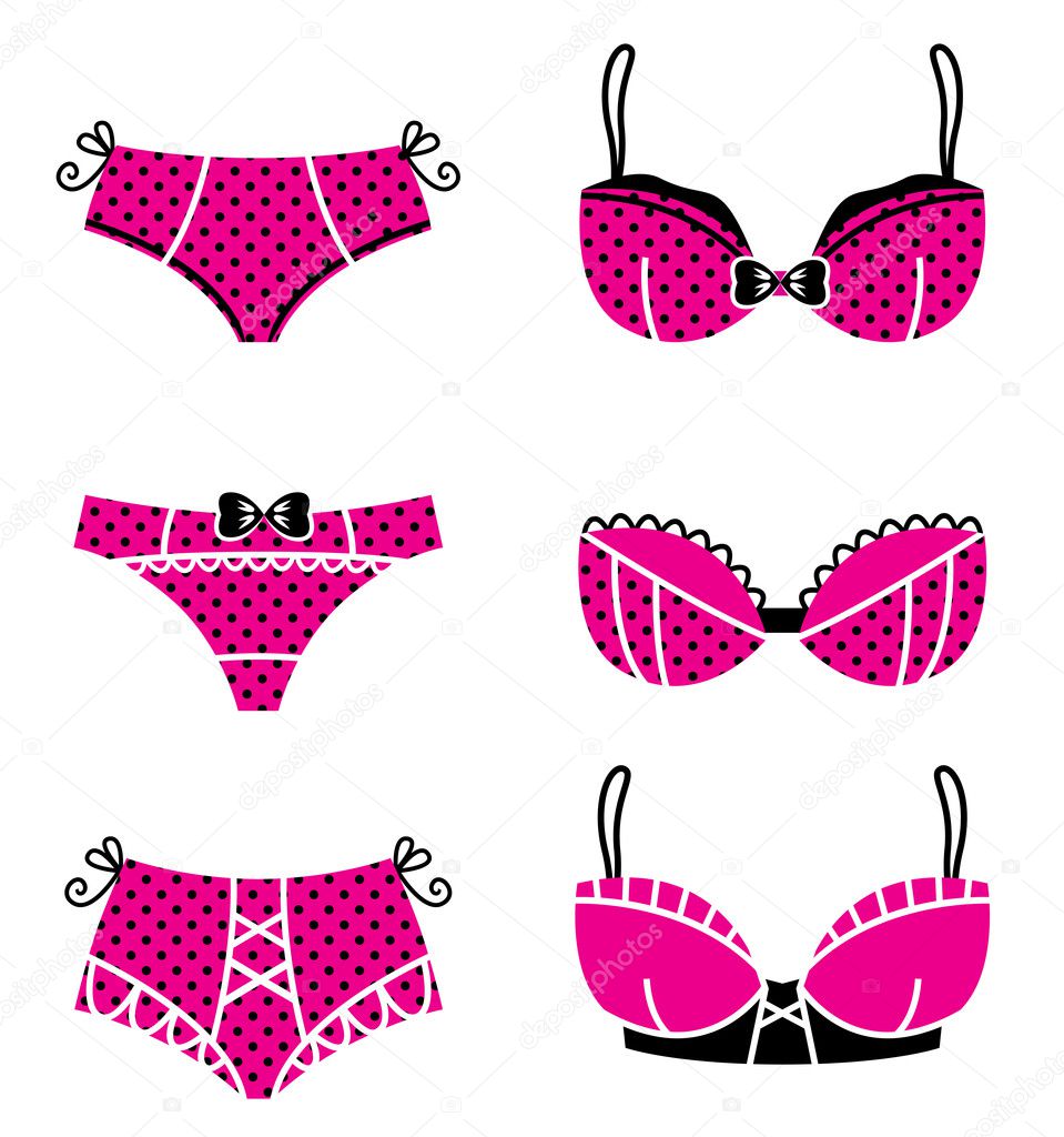 Pink Retro Lingerie Set Isolated On White Stock Vector Image By My Xxx Hot Girl 