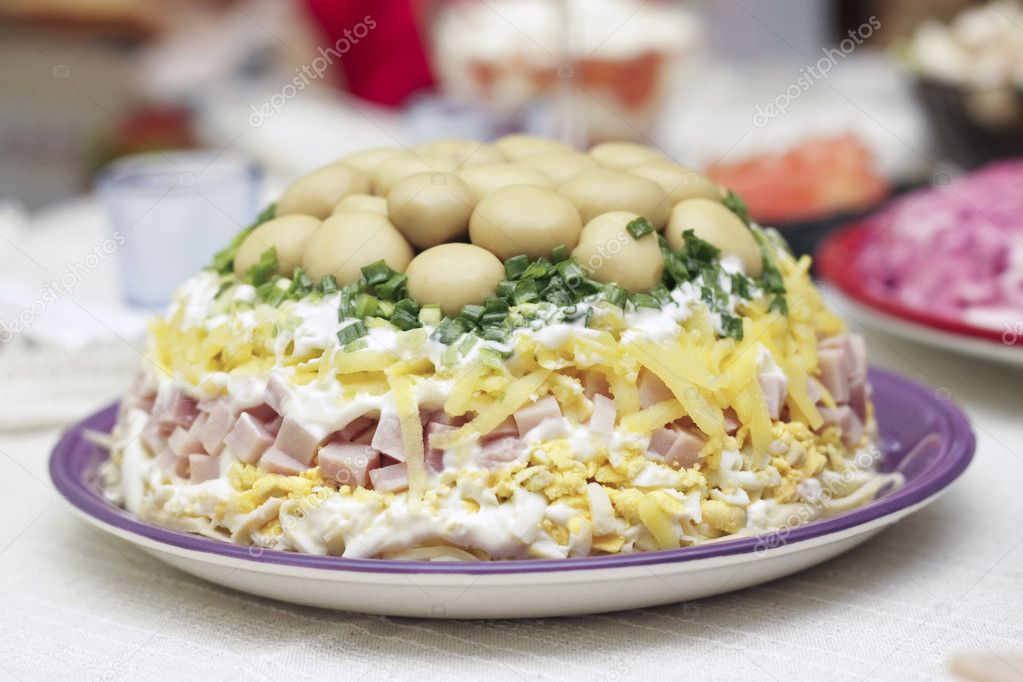 Салат с ветчиной и грибами как в ташире
