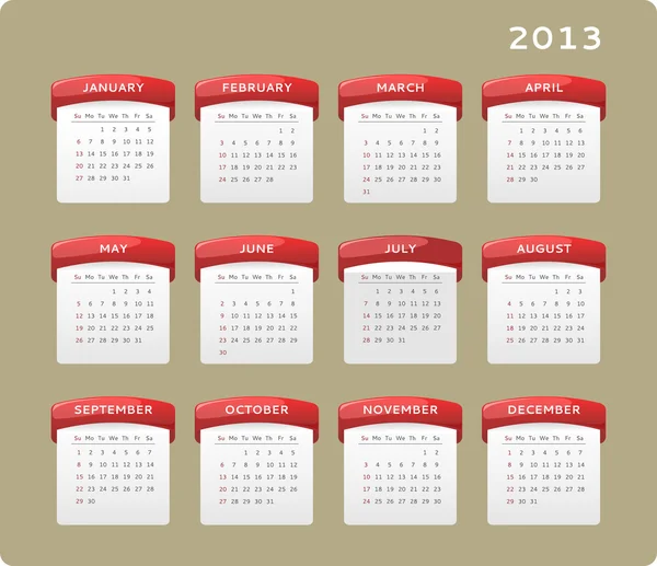 2013 Printable Calendar on 2013 Calendar   Stock Vector    Zs  Fia Szegedy  8651287