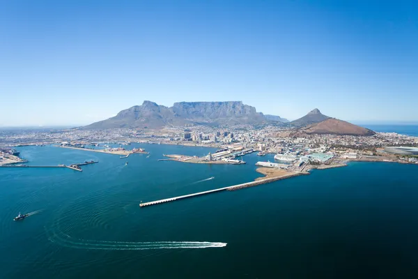 Aerial view of Cape Town and table mountain