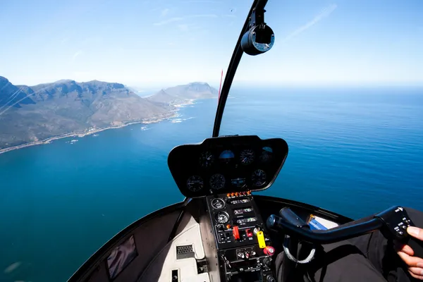 Beautiful coastal aerial view from helicopter