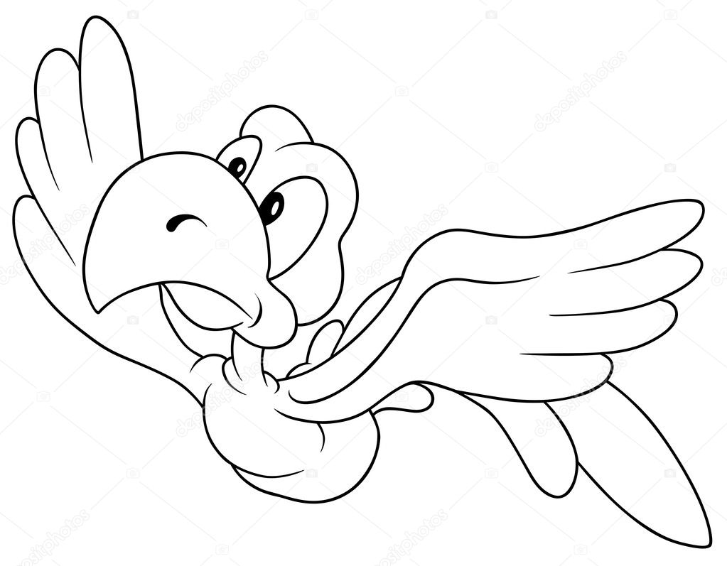 Cartoon Flying Parrot