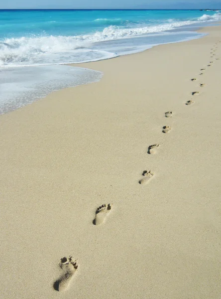 Coastline with footprints