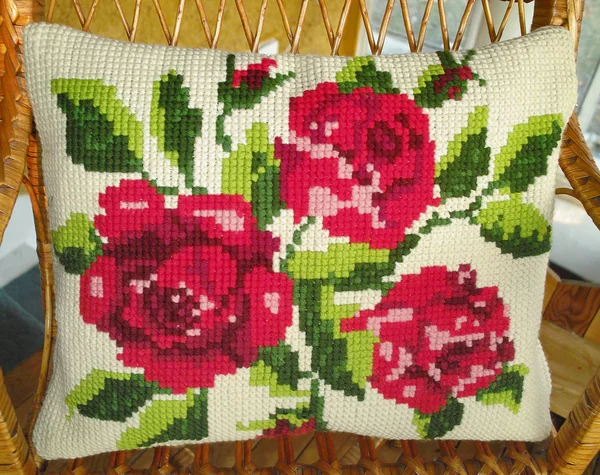 Vintage pillow with embroidery