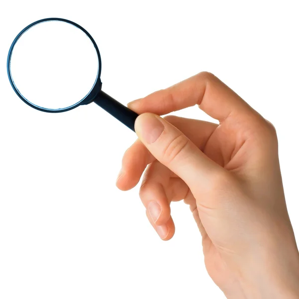 Hand with magnifying lens
