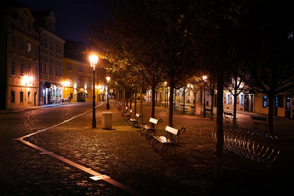 Beautiful night view of the street in Prague
