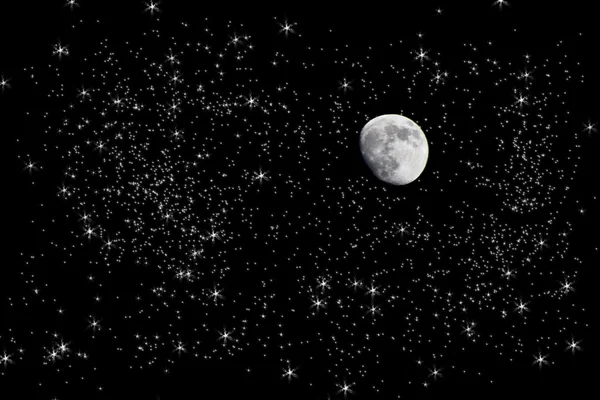 Moon in starry night sky