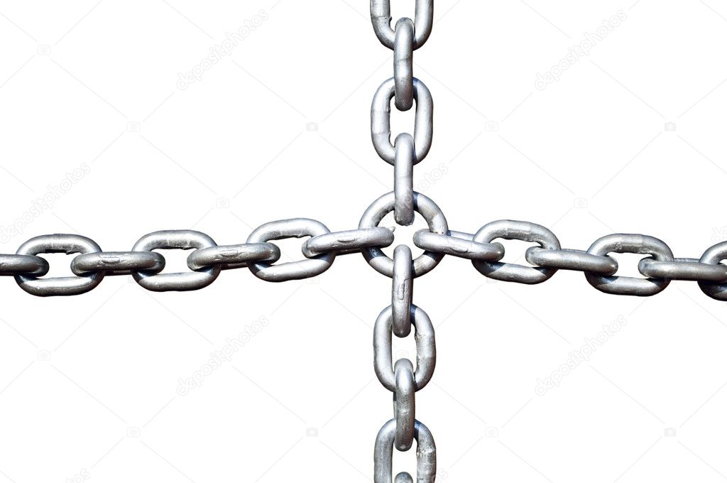 Steel chain cross lock isolated on white — Stock Photo © Alexis84 #8523786