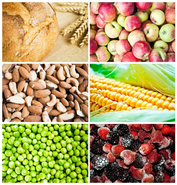 Colorful healthy food collage