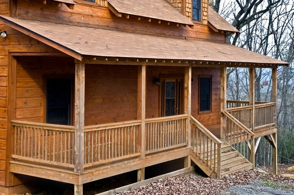 Porch of a Rustic Log Cabin