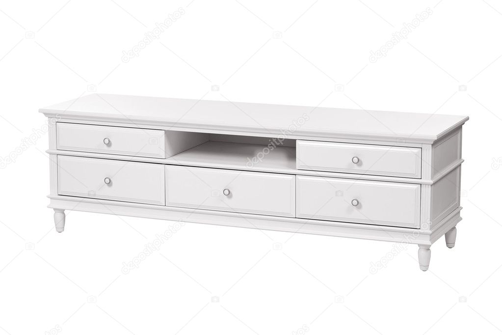 White wooden TV stand (chest of drawers) — Stock Photo © photobac 