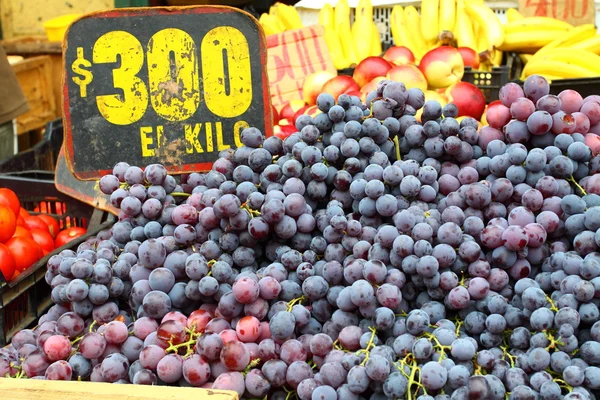 Red grapes at the local market