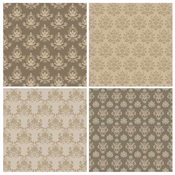 Damask Wallpaper on Set Of Seamless Damask Wallpaper Patterns In Vector     Stock Vector