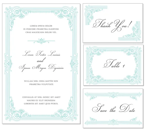 Vector Vintage Wedding Frame Set for invitations by Pavel Sivak Stock 