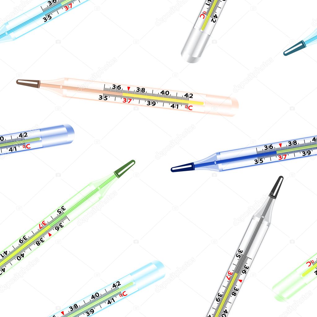 Seamless wallpaper the medical glass mercury thermometer — Stock Photo