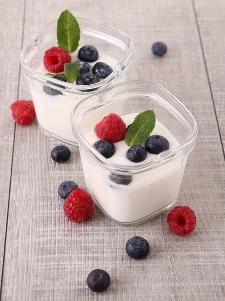 Fruits and yogurt