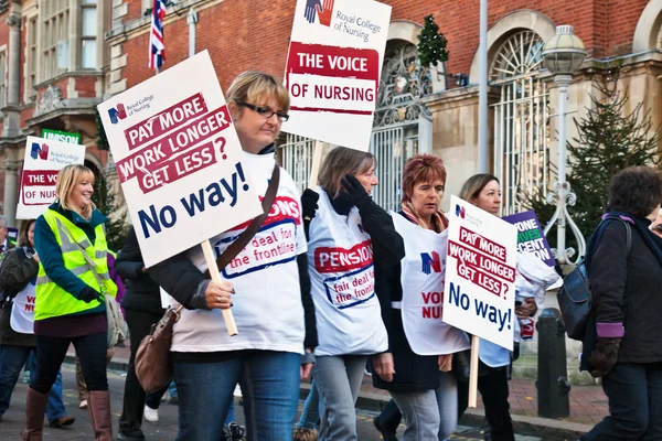 Strikers action against pension cuts