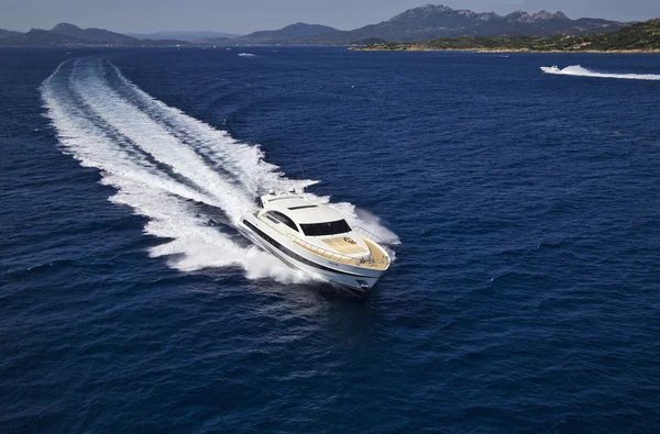 Italy, Sardinia, Tyrrhenian Sea, luxury yacht, aerial view