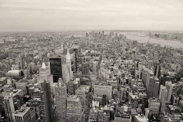 New York City Manhattan downtown skyline black and white