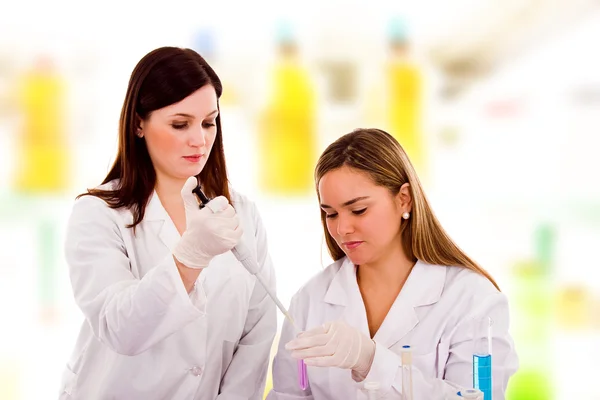 Two young female scientist working at the laboratory