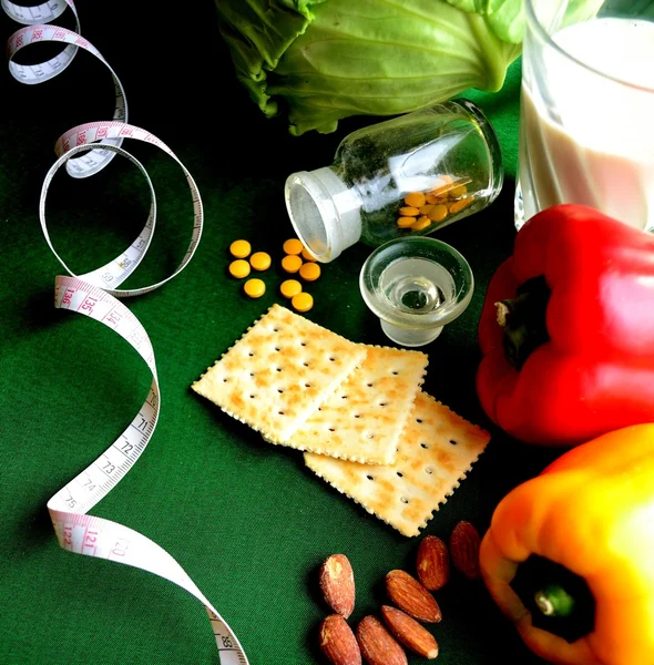 Vegetable,diet food with tape measure