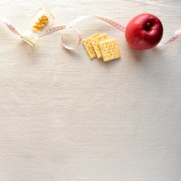 Healthy food with tape measure