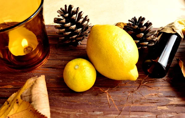 Lemon,pine cone and aromatherapy supplies