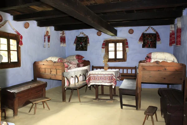 Decorated room of rural house from Transylvania