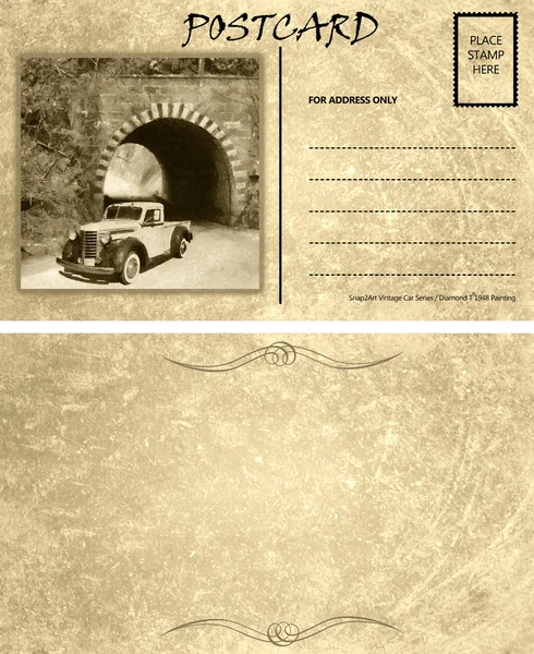 Vintage Empty Blank Motor Car Postcard Template Front Back