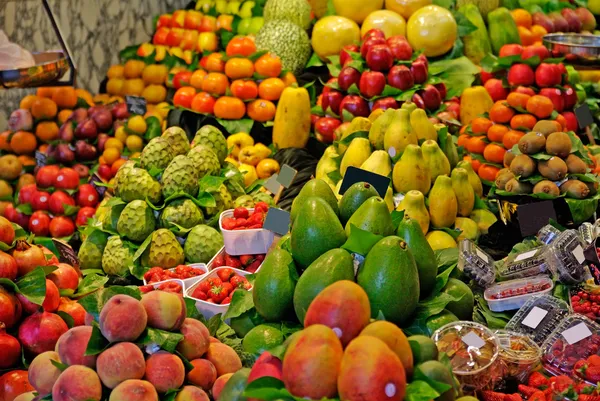 La Boqueria, fruits. World famous Barcelona market, Spain. Selec