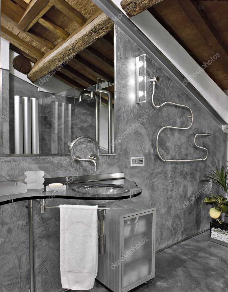 Bagno moderno in camera mansarda — foto stock © aaphotograph #9991701