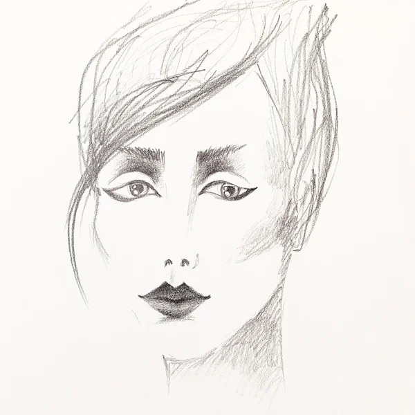 Pencil sketch of beautiful woman\'s face