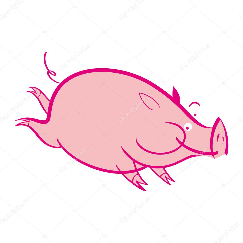 Cartoon Running Pig