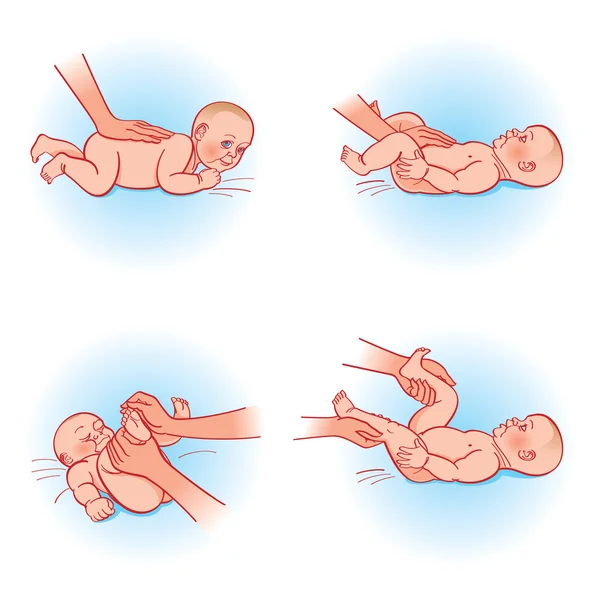 Baby massage little child health care illustration