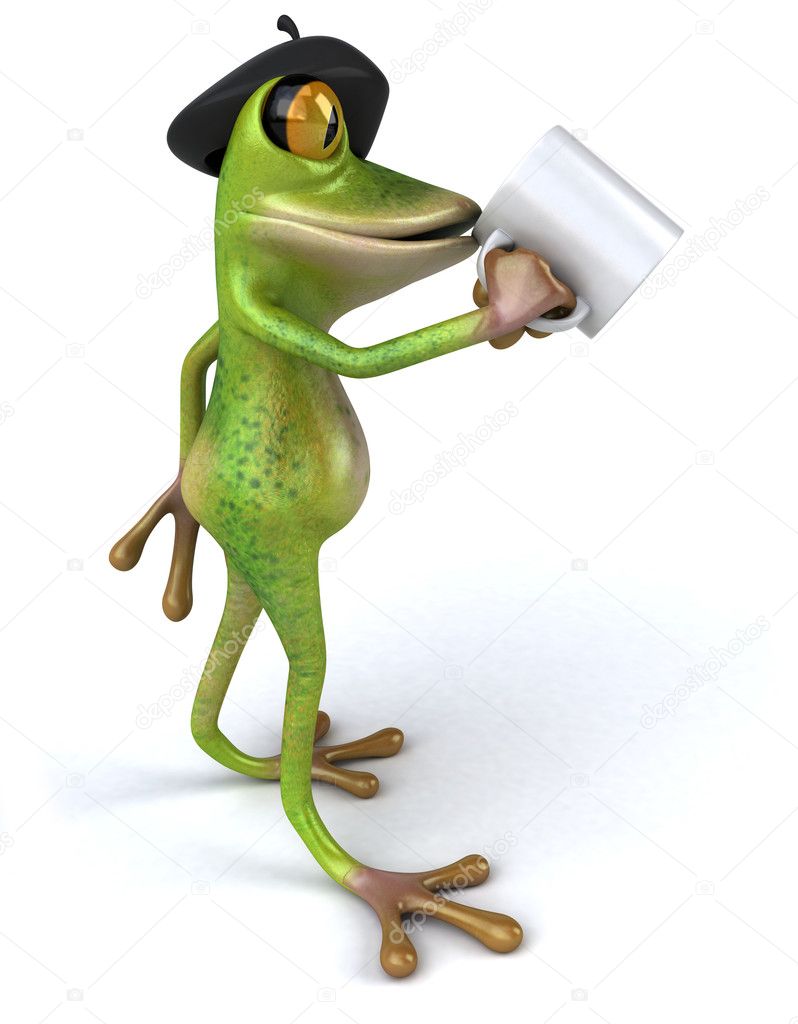 Franz Sische Frosch Mit Einem Kaffee Tasse D Stockfoto