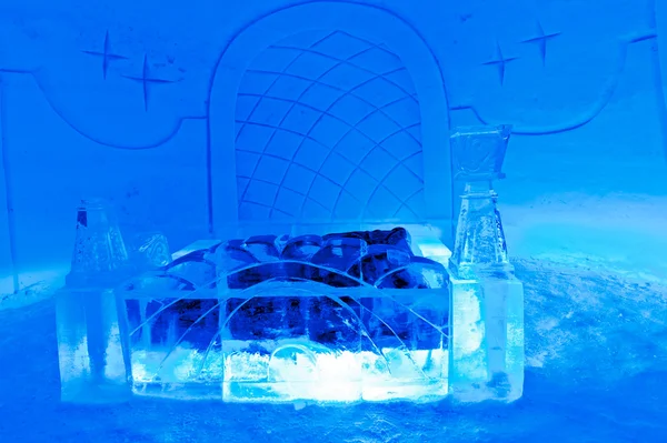 A hotel room in ice hotel