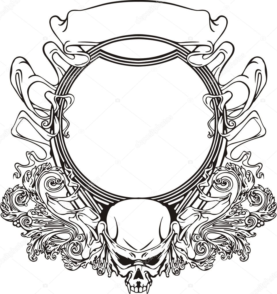 Art Nouveau Border Clip Art Skull