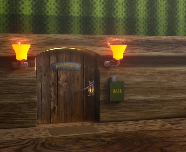 Mouse home door and green mail box