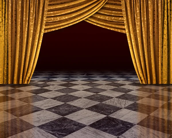 Golden curtains stage