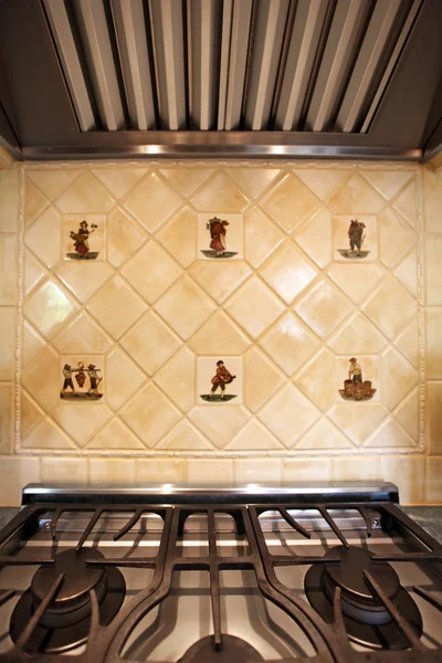Ceramic Italian Tiles and stove close up