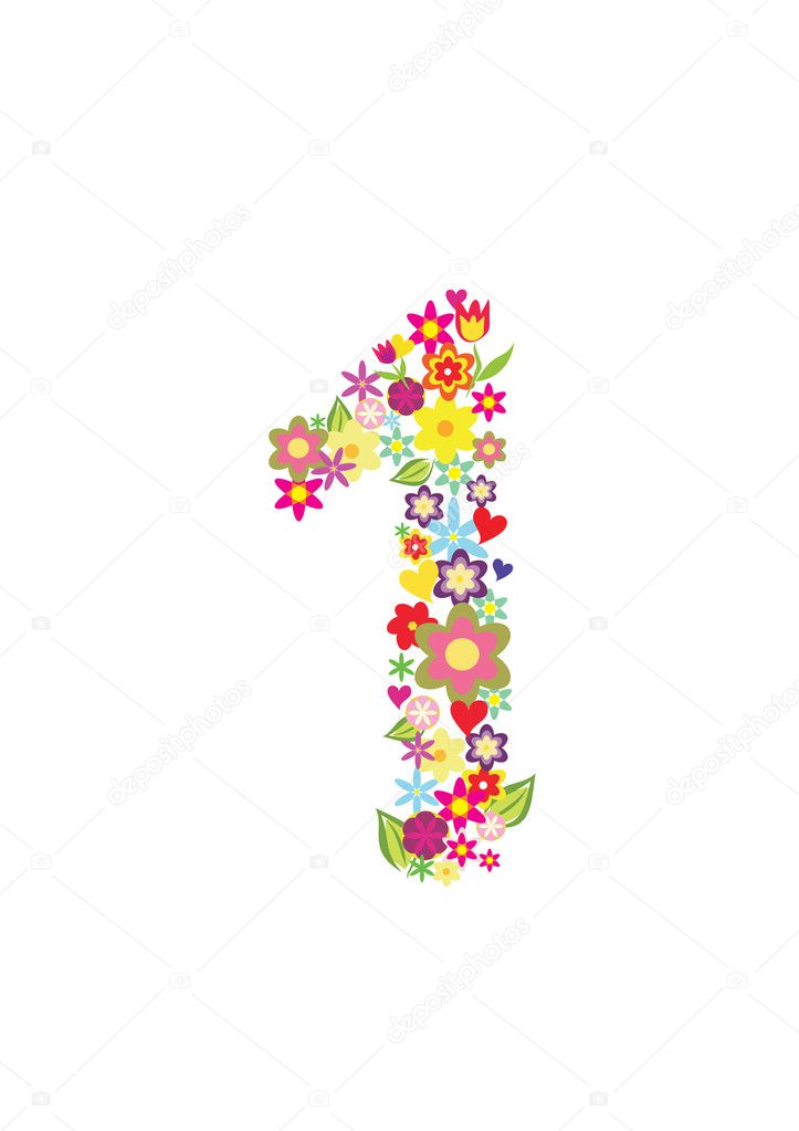 Number One Made Of Flowers U2014 Stock Vector U00a9 Baldyrgan 9331061